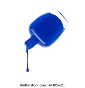 Blue Nail Polish Dripping Out From Bottle Vector Illustration