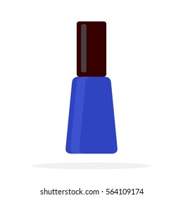 Blue nail polish vector flat material design object. Isolated illustration on white background.