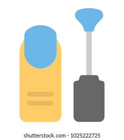 
Blue nail varnish with applicator flat vector icon 
