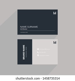 Blue name card,horizontal simple clean template vector design, layout in rectangle size