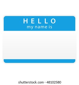 Blue name tag sticker on white background