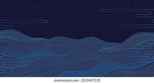 Blue Nami Japanese Pattern Background