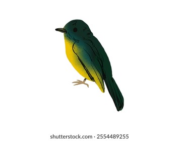 Blue naped Chlorophonia bird clipart, isolated vector illustration.