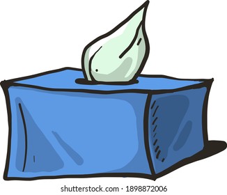 Caja de servilletas azul, ilustración, vector sobre un fondo blanco.