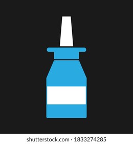 Blue Nasal spray aerosol medication bottle, medicinal remedy for runny nose.