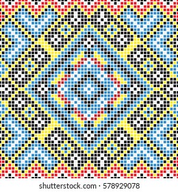 Blue National Seamless background pattern of the Ukraine. Illustration, vector.