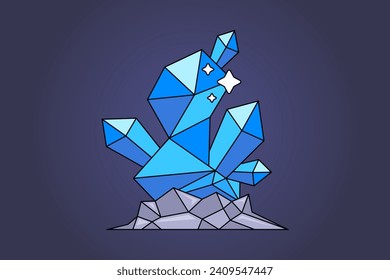 cristal natural azul. ilustración vectorial plana.