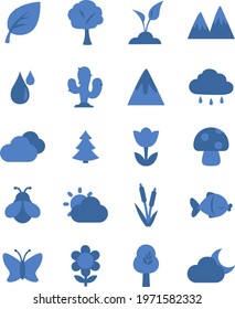 Naturaleza azul, ilustración de icono, vector sobre fondo blanco
