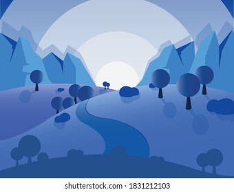 Diseño vectorial de ilustración de naturaleza azul