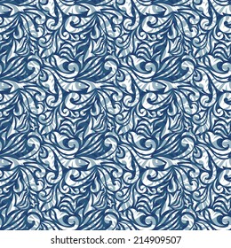 Blue nautical background with waves and swirls