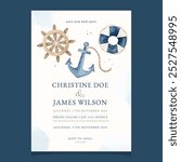 Blue Nautical Sailor Watercolor Flyer Design Template