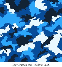Blue navi camouflage seamless vector background. Vector pattern