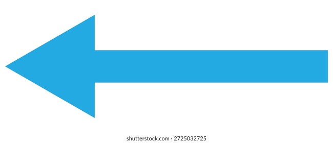 Blue Navigation Arrows, flat design vector illustrator . left in side long arrow on white background.  Blue isolated pointing vector arrowhead icon .