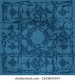 blue and navy abstract colorful Hijab Square Scarf Design with ornaments and geometric shapes classic and modern Pattern silk neck scarf duvet cover carpet rug design texture vector