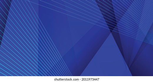 Blue navy background with line stripes and triangle overlap shapes. Modern blue background for corporate presentation, report, banner, flier and more