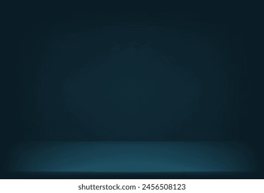 Blue navy background. Realistic studio wall. Minimal 3d shelf. Space for selling products on the website. Space for text. stand for products.
