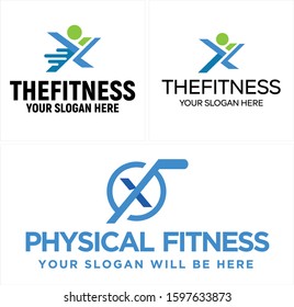 Blue navy black green initial human people icon circle swing logo design template suitable for games recreational sport provide business fitness gym health care medical athletic meditation medicine