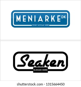 Blue navy black rectangle ribbon word mark logo design concept suitable for business branding designer typeface retail