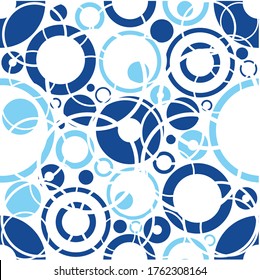 blue and navy circle seamless vector pattern. round vector graphic background