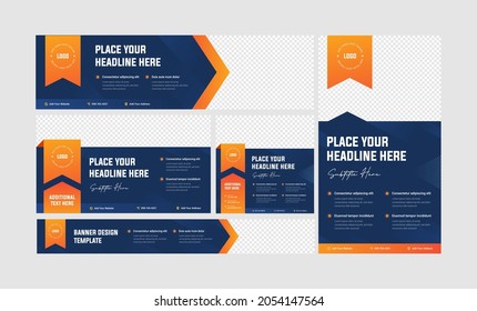 Blue navy color with orange accent Banner, Ads  Social Media Post template, bold colors, Elegant and Modern