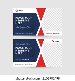 Blue navy color with red accent banner template, triangles and cross lines element make the banner feels Strong, Solid and Modern.