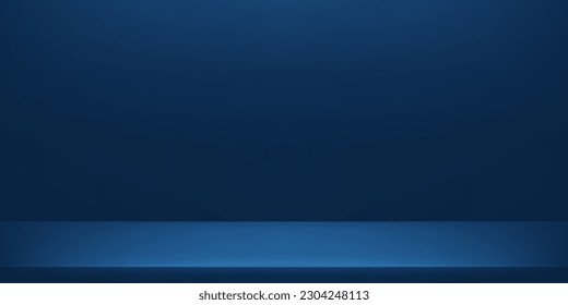 Blue navy color studio background. Space for selling products on the website. Vector illustration.