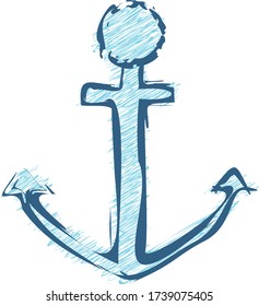 Vector de anclaje de Doodle de la Marina Azul
