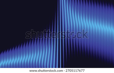 Blue And Navy Gradient Ripple Glass Texture On A Dark Background. A Modern Digital Abstract Design Featuring Smooth Vertical Lines And A Sense Of Dynamic Liquid Motion