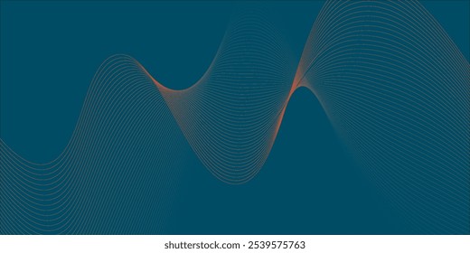 Blue navy illustration background with soft and elegant red wave lines. Premium design for wallpaper, banner, poster.