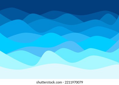 Blue navy line water wave abstract background in flat vector illustration design style.