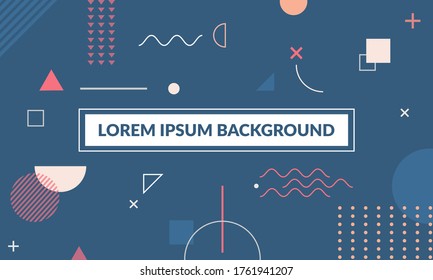 Blue Navy Memphis Pattern Wallpaper or Background Vector