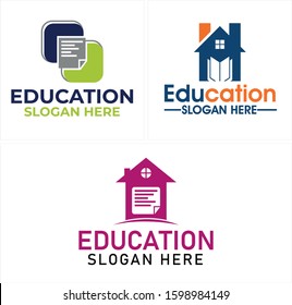 Blue navy orange green grey black book house chin may book initial symbol icon square roof window modern logo design template suitable for education homework privates parents study knowledge business 