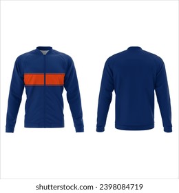 blue navy royal orange Black long sleeved jersey midlayer mock up, front and back view, isolated. plain shirt mockup. Long sleeve shirt jersey design template. Blank tees for print