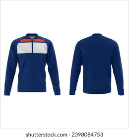 blue navy royal orange Black long sleeved jersey midlayer mock up, front and back view, isolated. plain shirt mockup. Long sleeve shirt jersey design template. Blank tees for print