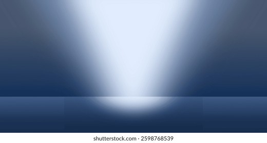Blue navy studio room background. Blue background with light effects. Empty dark room. Space for selling products on the website.
