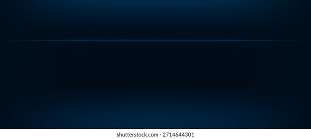 Fondo azul marino de la habitación del estudio. Fondo azul con efectos de luz. Habitación oscura vacía. Espacio para la venta de productos en el Sitio web. Ilustración vectorial.