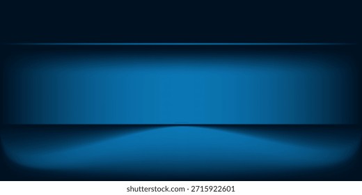 Fondo azul marino de la habitación del estudio. Fondo azul con efectos de luz. Habitación oscura vacía. Espacio para la venta de productos en el Sitio web. Ilustración vectorial.

