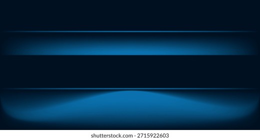 Blue navy studio room background. Blue background with light effects. Empty dark room