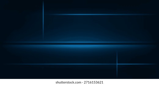 Blaue Marine Studioraum Hintergrund. Blauer Hintergrund mit Lichteffekten. Leeres dunkles Zimmer.