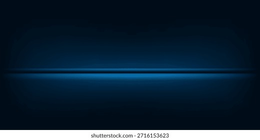 Blue navy studio room background. Blue background with light effects. Empty dark room. Space for selling products on the website. Vector illustration.

