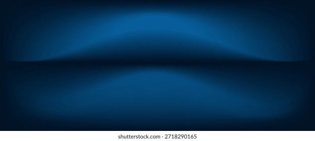 Azul marinho estúdio quarto fundo. Fundo azul com efeitos de luz. Quarto escuro vazio. Espaço para a venda de produtos no site. Ilustração vetorial.

