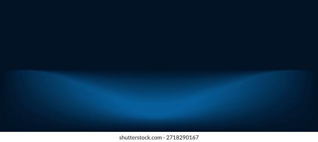 Fondo azul marino de la habitación del estudio. Fondo azul con efectos de luz. Habitación oscura vacía. Espacio para la venta de productos en el Sitio web. Ilustración vectorial.

