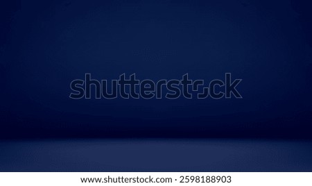 Blue navy studio room. Limbo dark background. Abstract 3d backdrop for product presentation. Minimal wall scene. Showcase, promotion display. Vector stage mockup illustration