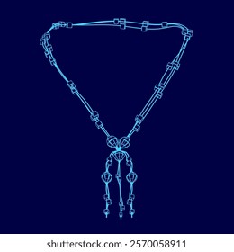 Blue necklace with a pendant. The necklace is made of beads and has a pendant