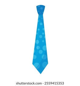 Blue necktie with a pattern of variously sized circles in lighter shades of blue. Suitable for both formal and casual occasions due to its visually appealing design and color scheme.