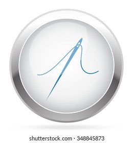 Blue Needle icon on white glossy chrome app button