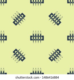 Blue Needle for sewing icon isolated seamless pattern on white background. Tailor symbol. Textile sew up craft sign. Embroidery tool.  Vector Illustration