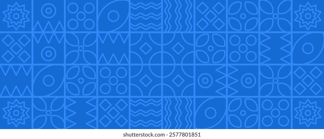 Blue Neo Geometric Banner Background Vector Creative Design. Can Be Used For Design Brochure, Website, Template Corporate, Advertising, Business Presentation