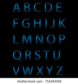 Blue Neon Alphabet Glowing Letters Vector Stock Vector (Royalty Free ...