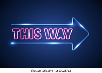 Blue neon arrow on a dark blue background